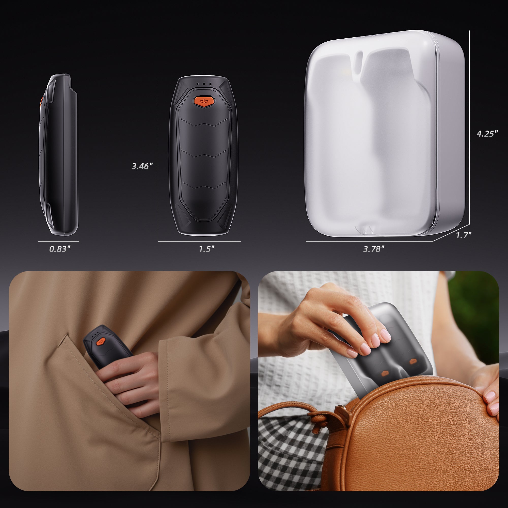 Hand Warmers Rechargeable with Charging Case, Portable 3 in 1 Electric Handwarmers Reusable, USB Winter Pocket Heater 2 Pack, Gifts for Women, Men, Raynauds Hand Warmers Rechargeable with Charging Case, Portable 3 in 1 Electric Handwarmers Reusable, USB Winter Pocket Heater 2 Pack, Gifts for Women, Men, Raynauds